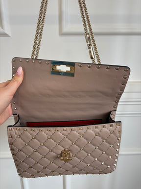 Valentino Rose Poudre Top Handle 'Spike' Rockstud Bag
