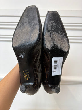 Totême Brown Mock Croc Leather ankle Boots, 36