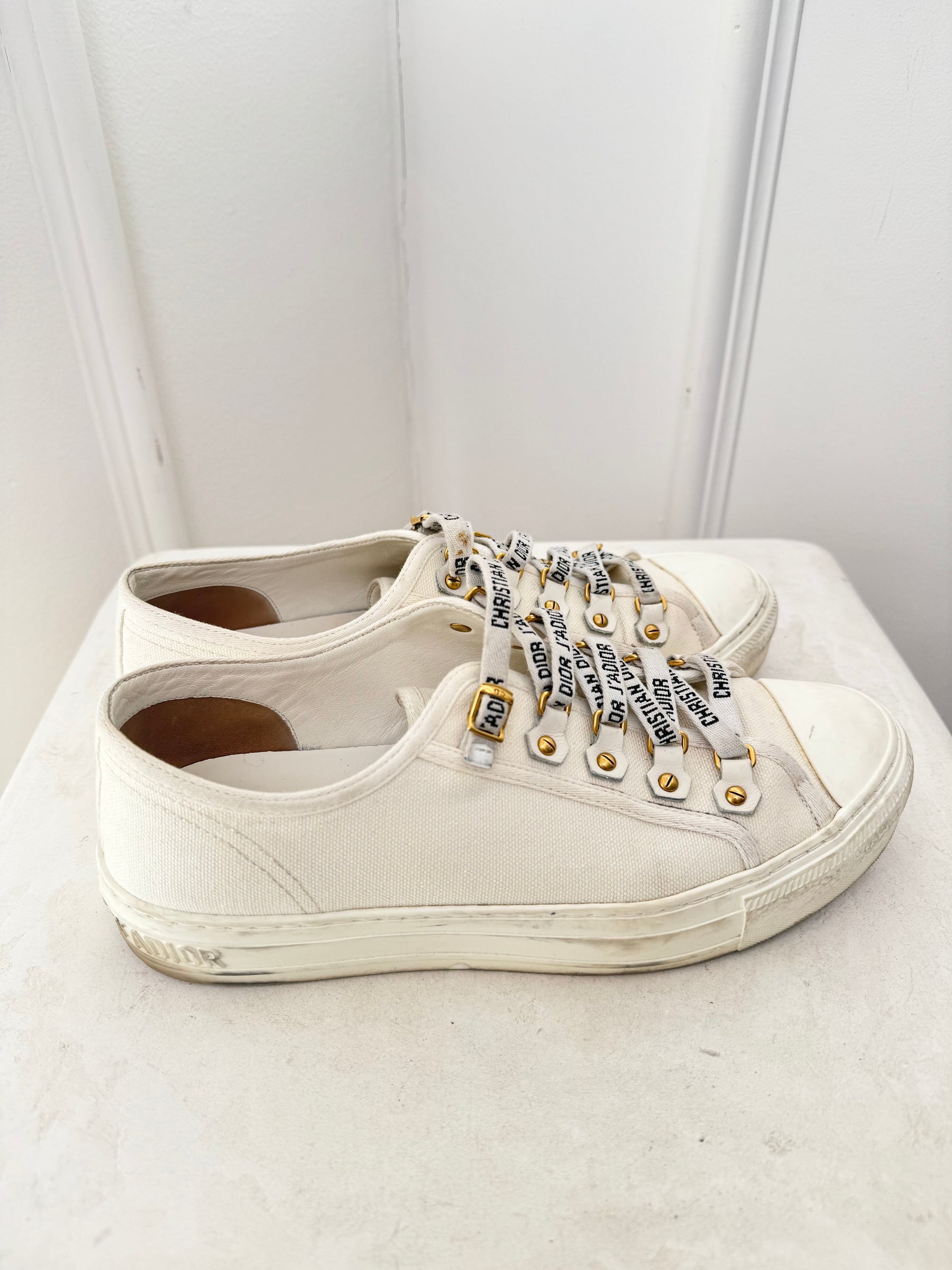 Dior White Canvas Jadior Sneakers, 39
