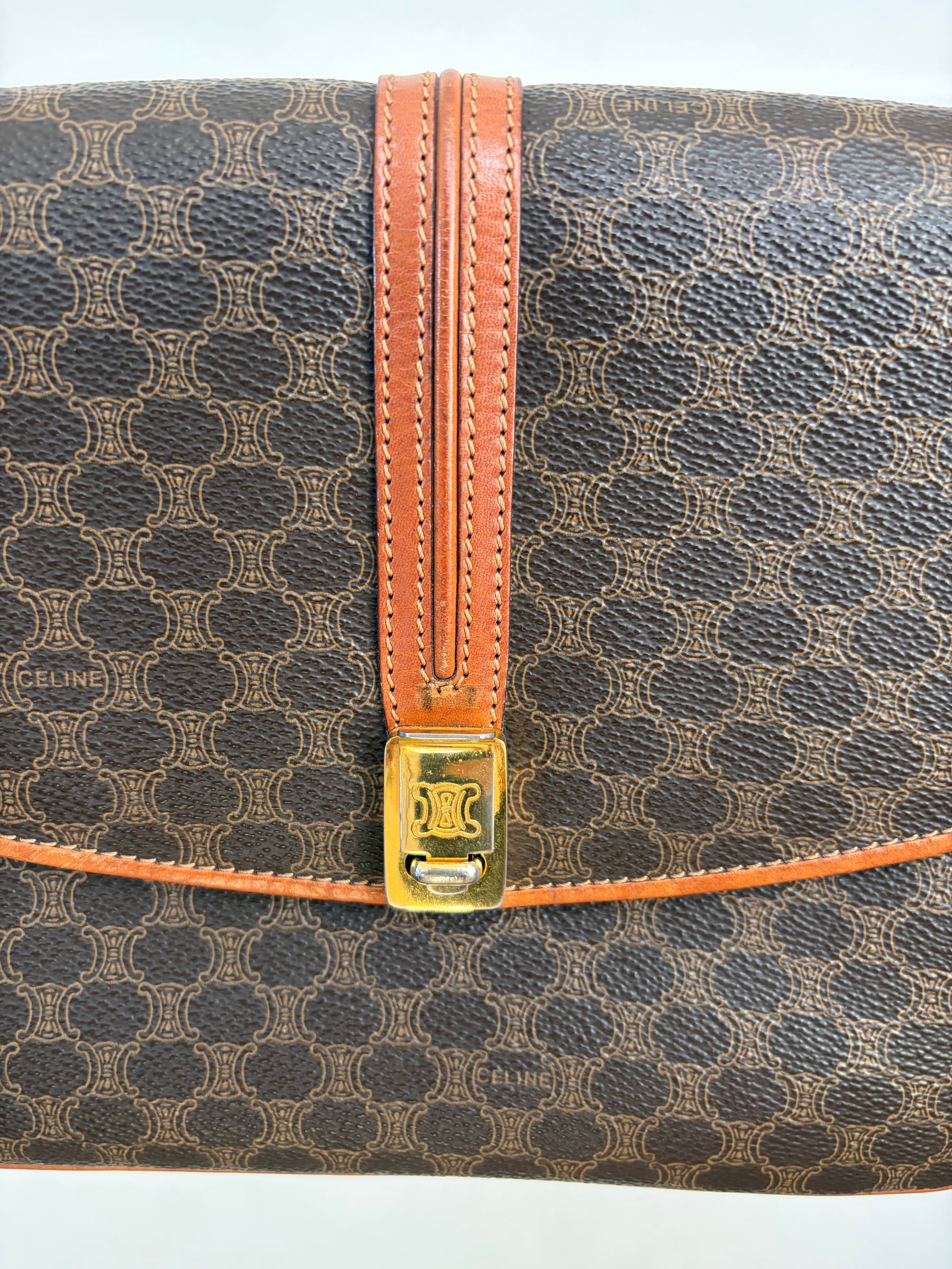 Celine Vintage Macadam Canvas Shoulder Bag