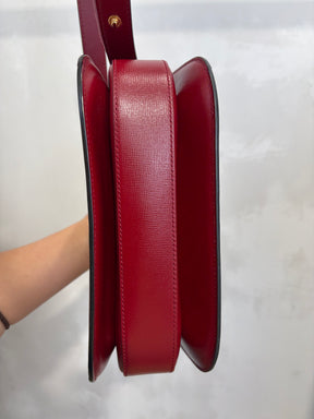 Gucci Coated Canvas Monogram and Red Leather 1955 Horsebit Shoulder Bag