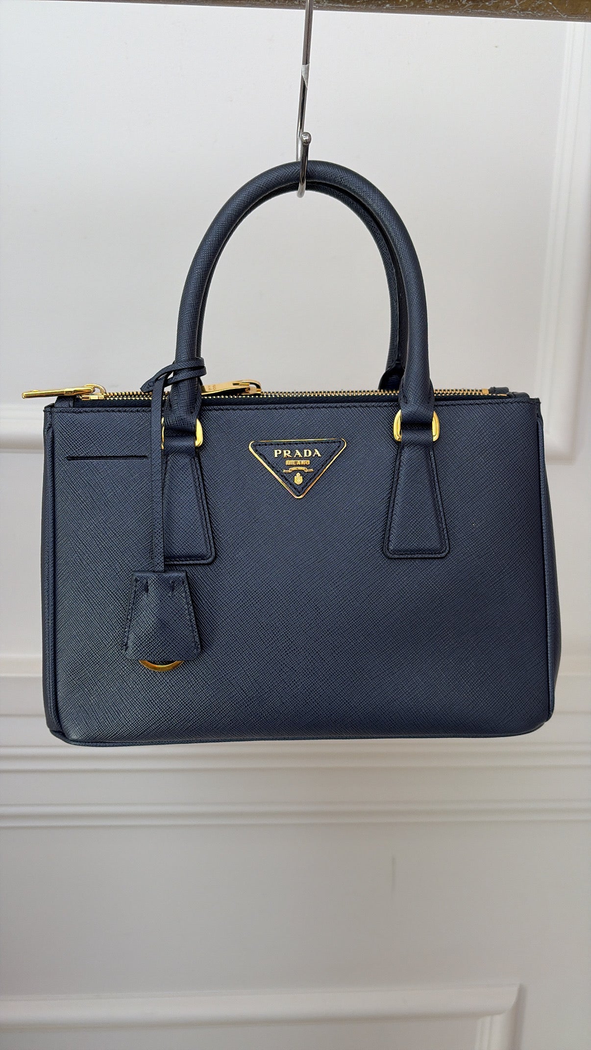 Prada Navy Saffiano Leather Galleria Small Tote