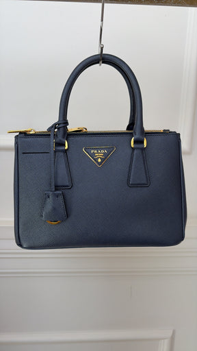 Prada Navy Saffiano Leather Galleria Small Tote