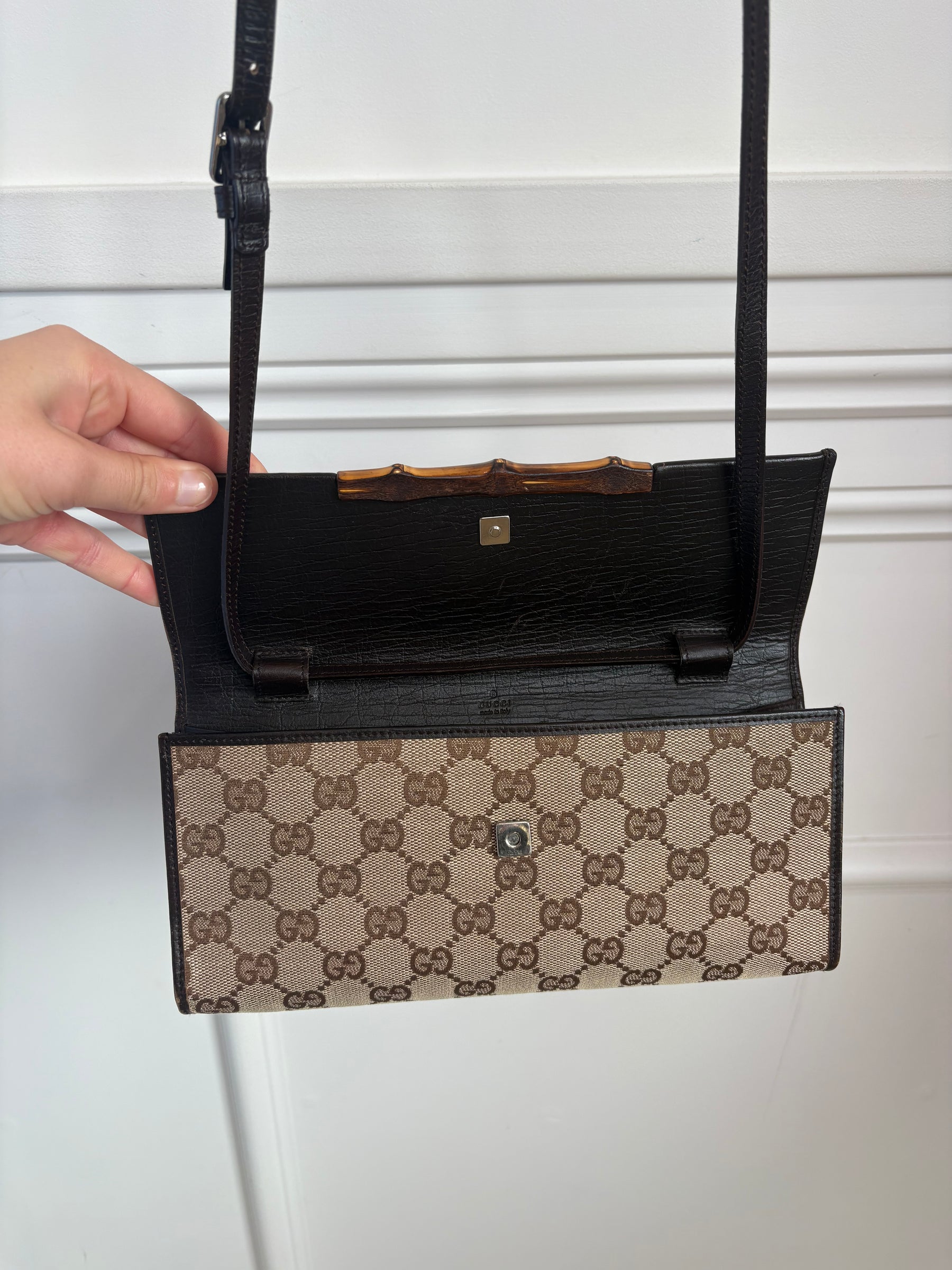 Gucci Monogram  Bamboo Bar Clutch