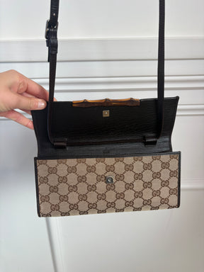 Gucci Monogram  Bamboo Bar Clutch