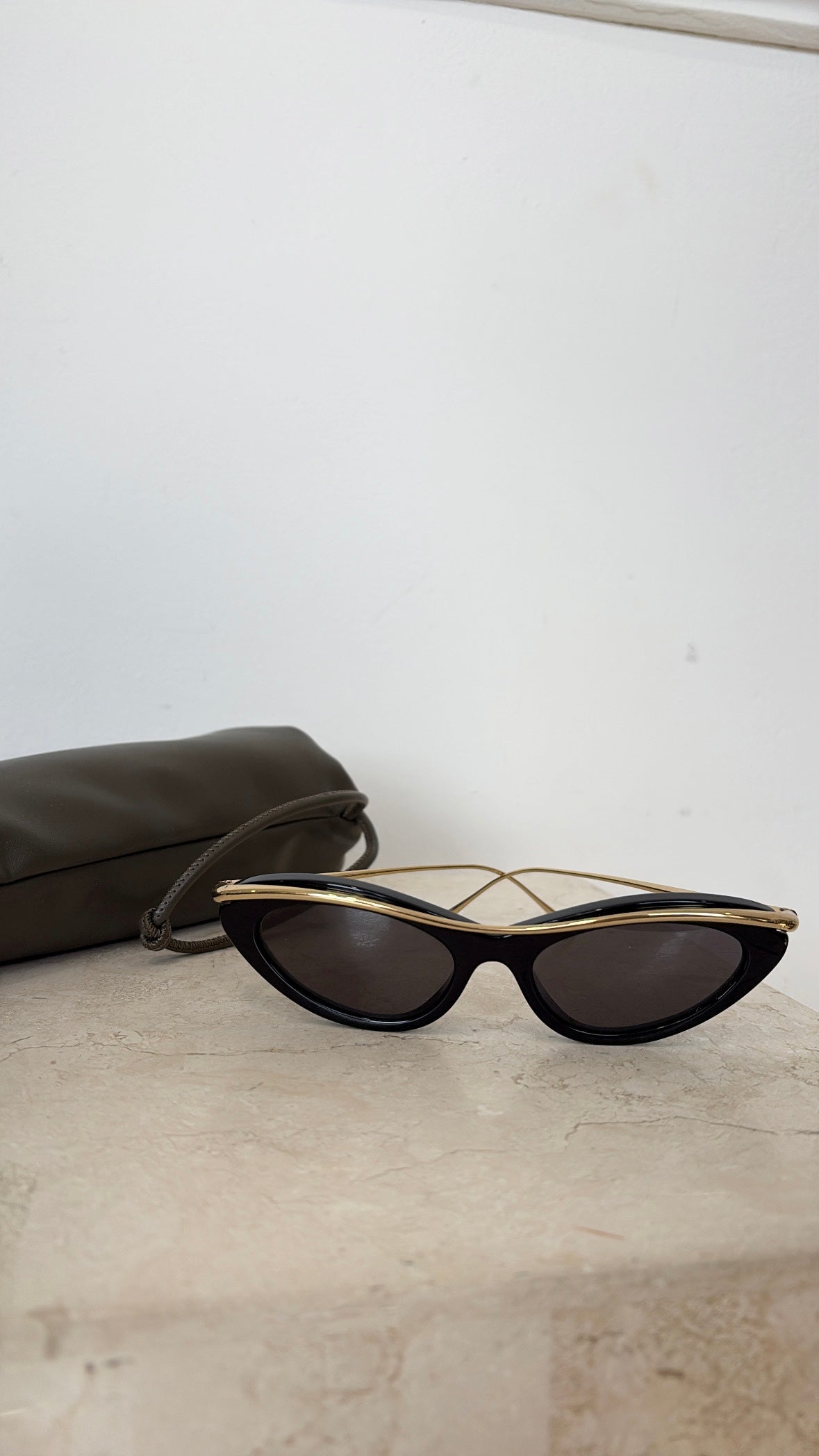 Loewe Black Cat Eye Gold Detailed Sunglasses
