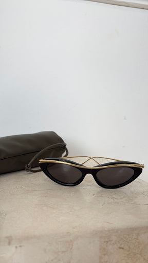 Loewe Black Cat Eye Gold Detailed Sunglasses