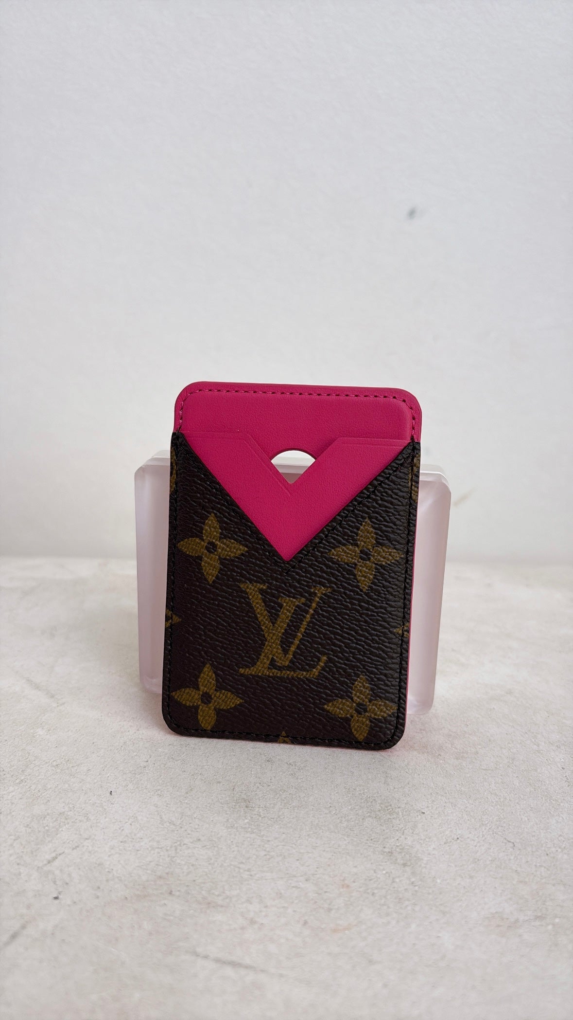 Louis Vuitton Canvas Monogram and Pink Leather Magnetic Card Holder