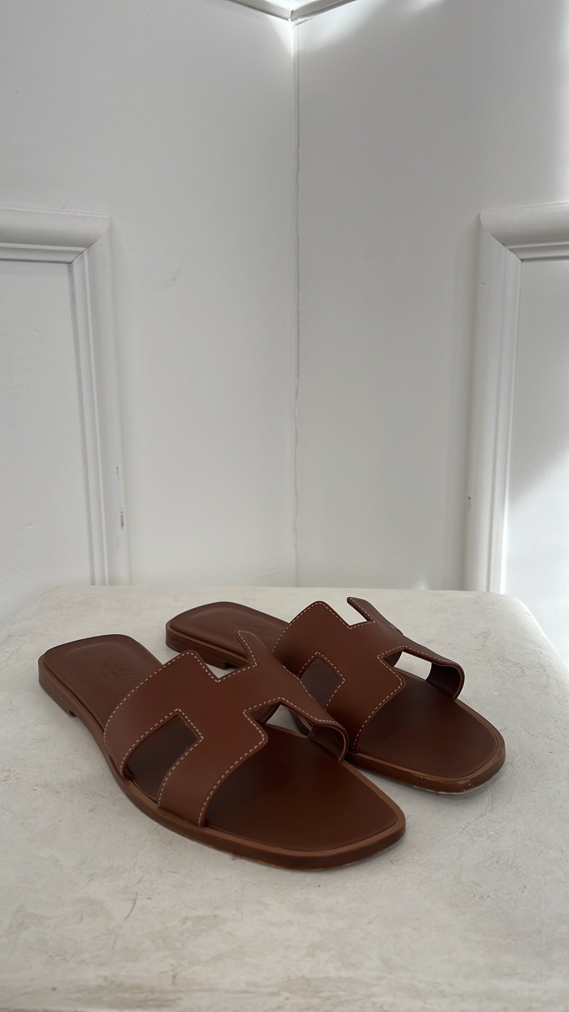 Hermès Gold Oran Sandals, 39