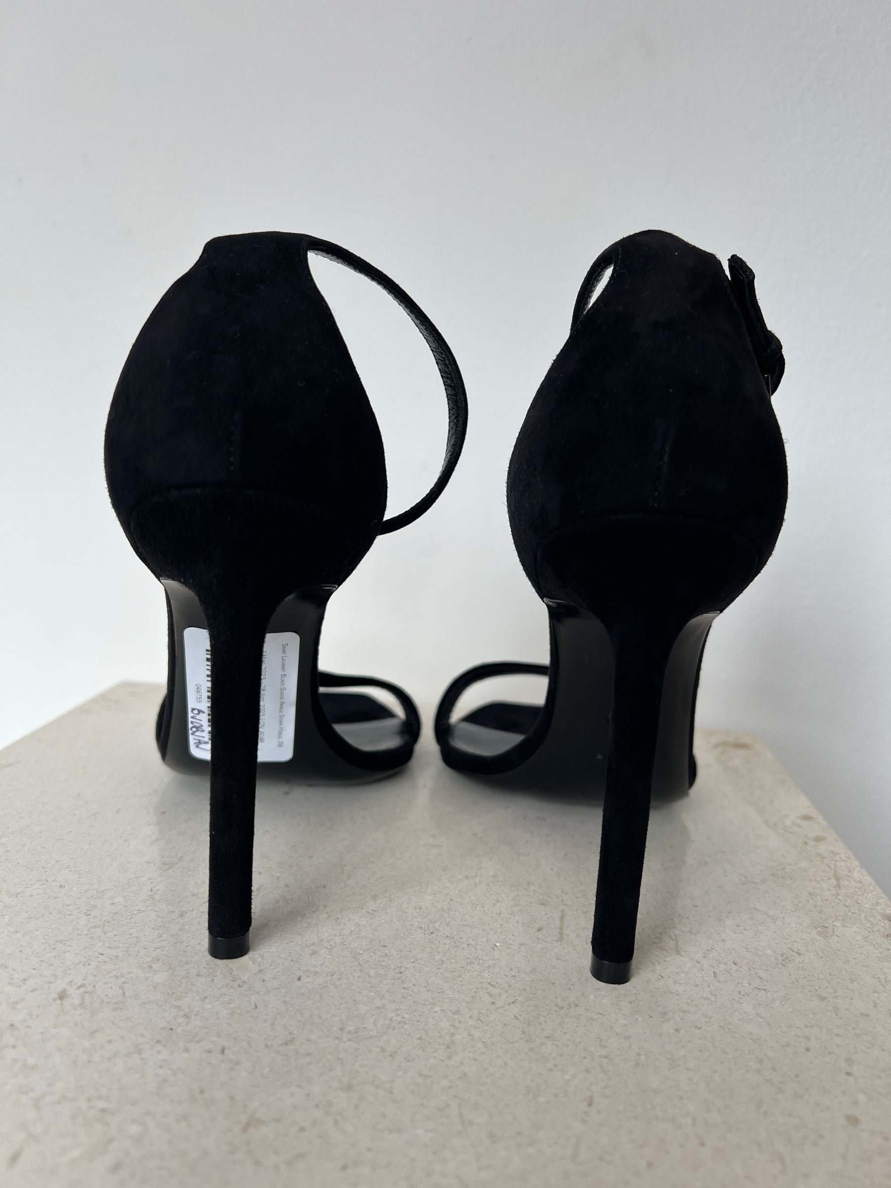 Saint Laurent Black Suede Ankle Strap Heels, 39