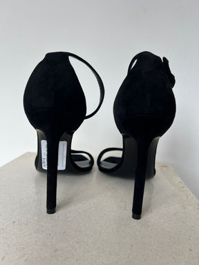 Saint Laurent Black Suede Ankle Strap Heels, 39