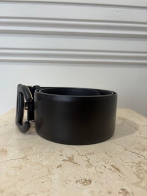 Chanel Black Leather Covered Logo Belt, 80cm