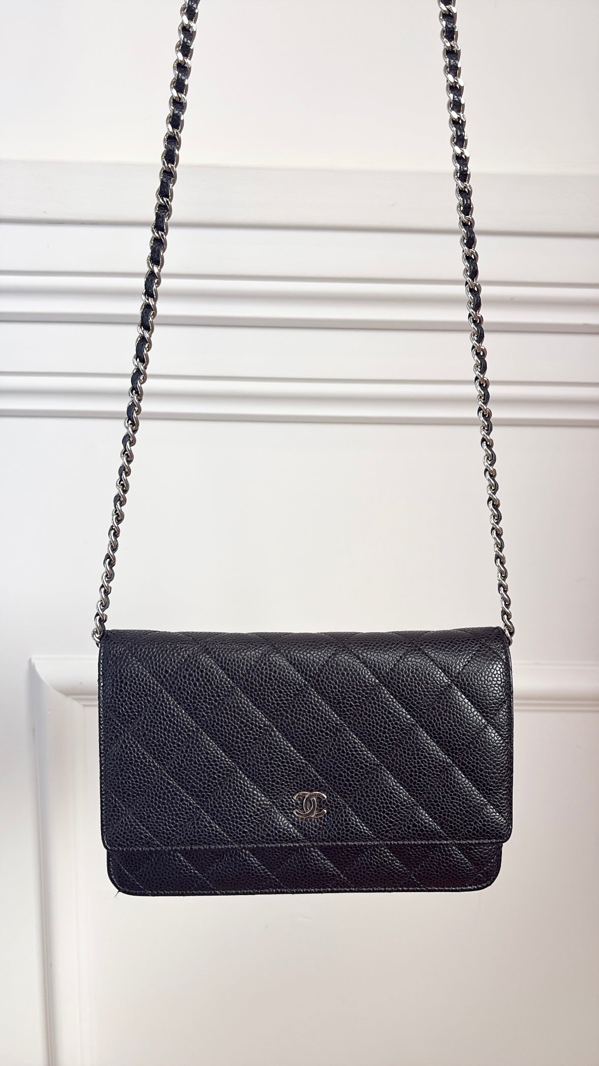 Chanel Black Caviar Leather Wallet on Chain