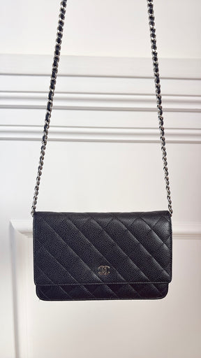 Chanel Black Caviar Leather Wallet on Chain
