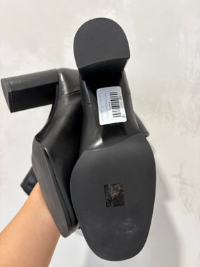 Prada Knee High Block Heal Boots Black Leather, 41