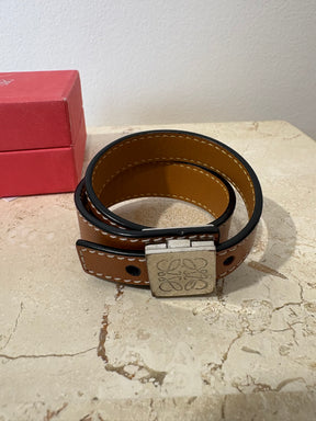 Loewe Tan Leather Wrap Bracelet