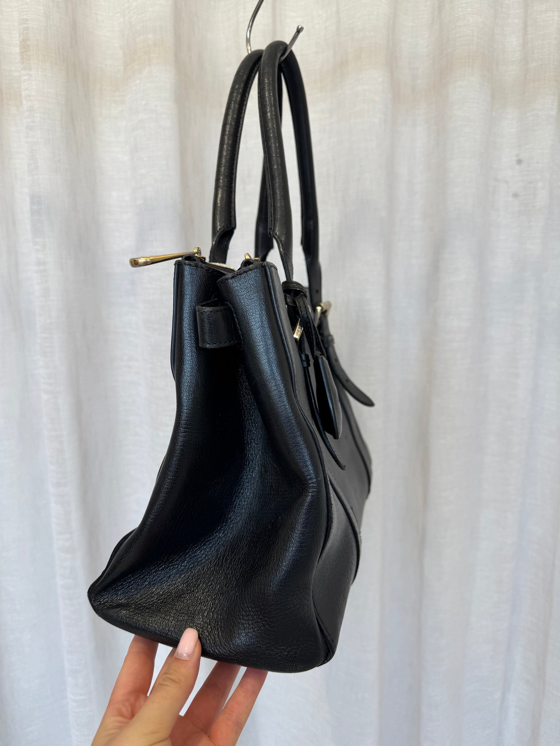 Mulberry Black Leathert Double Zipped Bayswater Tote