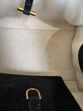 The Row Black Suede Soft Margaux 10 Bag