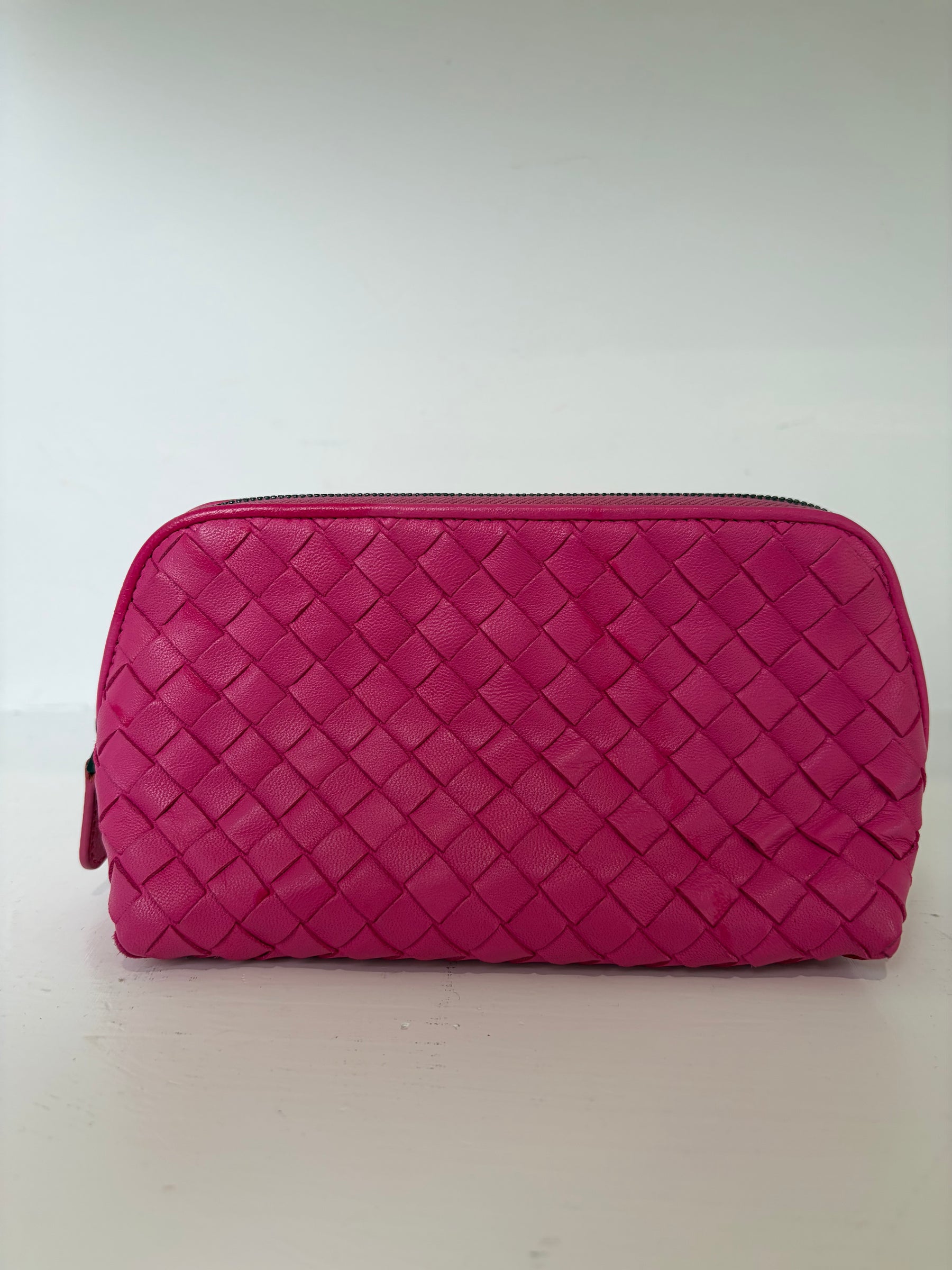 Bottega Veneta Pink Intrecciato leather Cosmetic Case