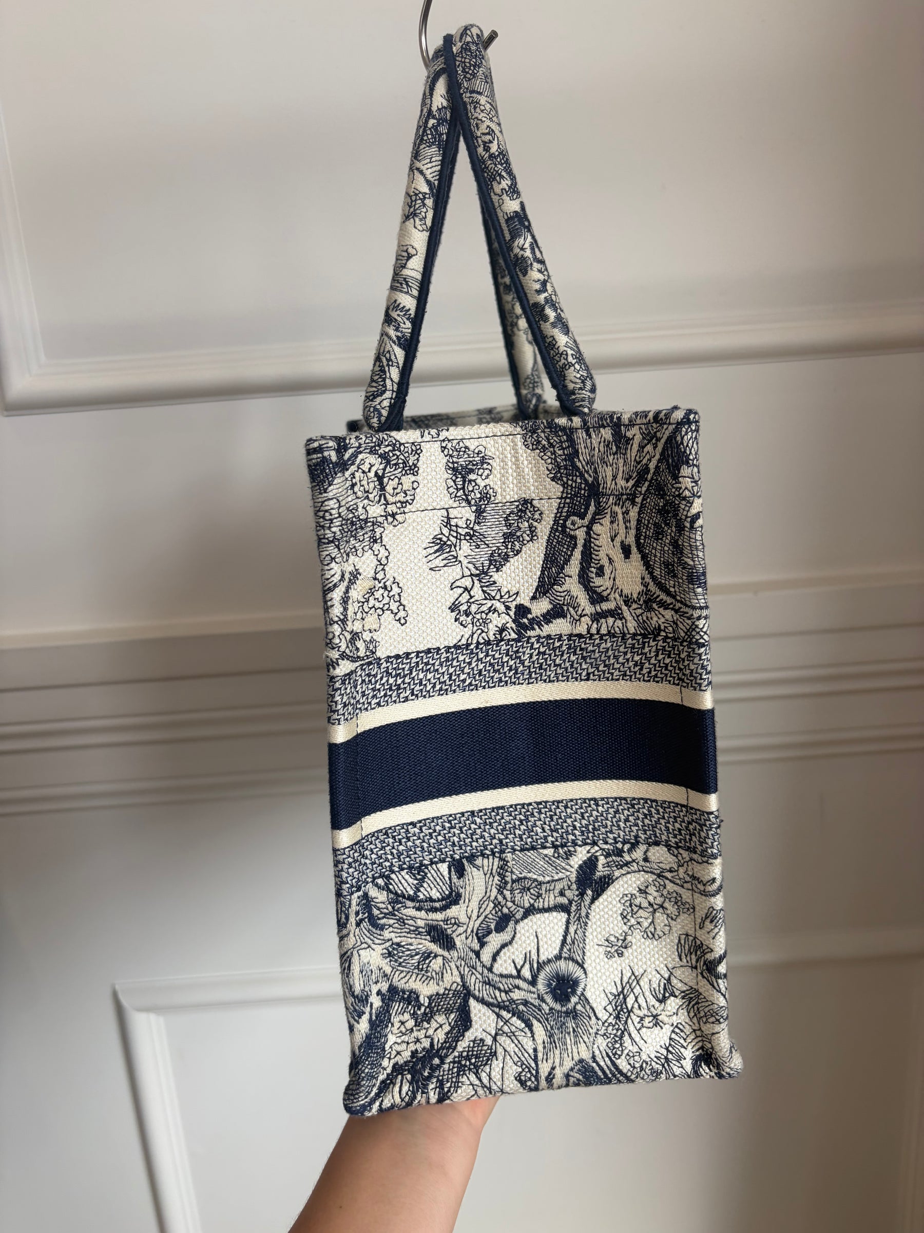 Dior Navy and Cream Toile De Juoy Medium Book Tote