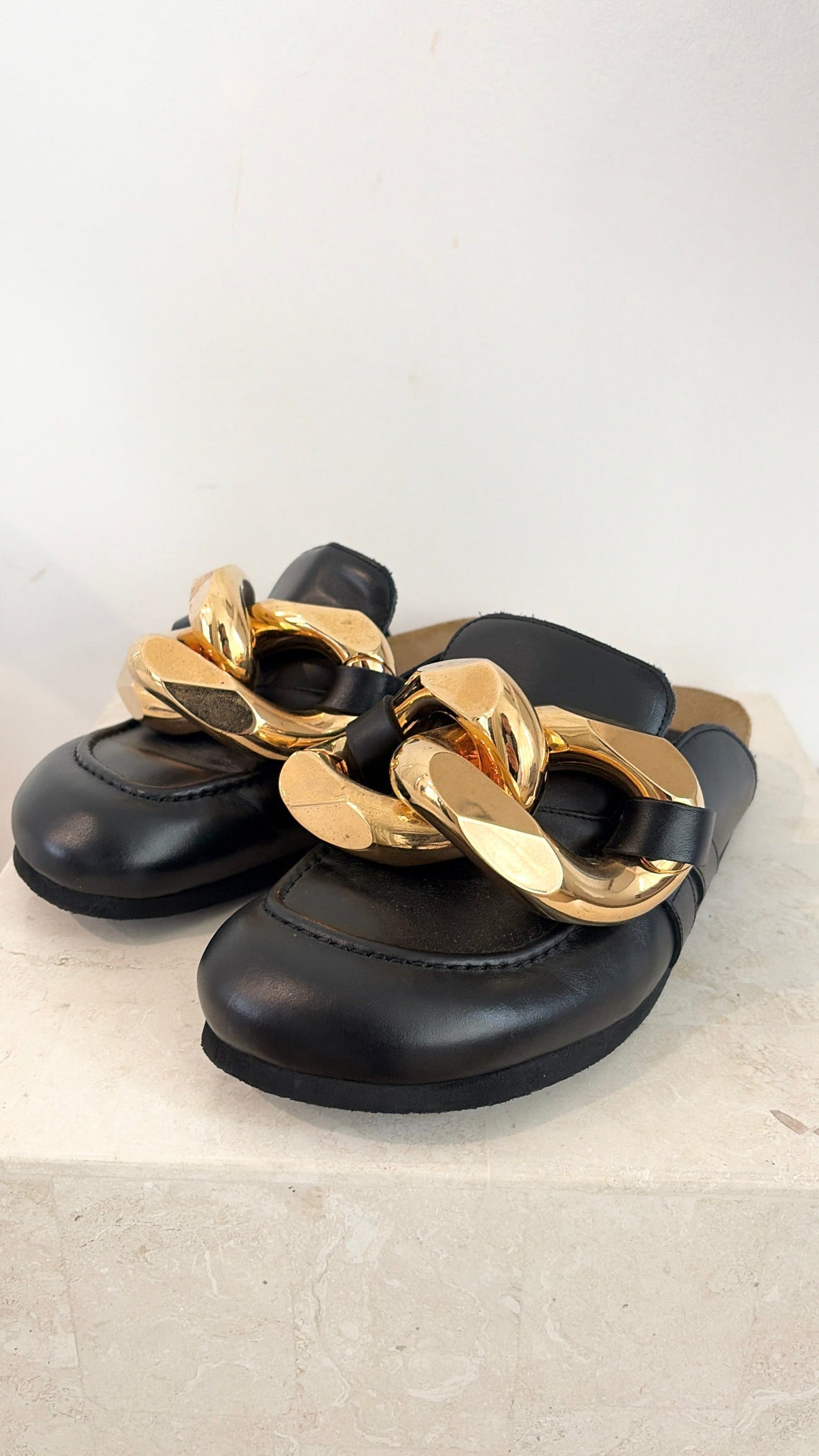 JW Anderson Chain Detail Slip On Mules Black, 38