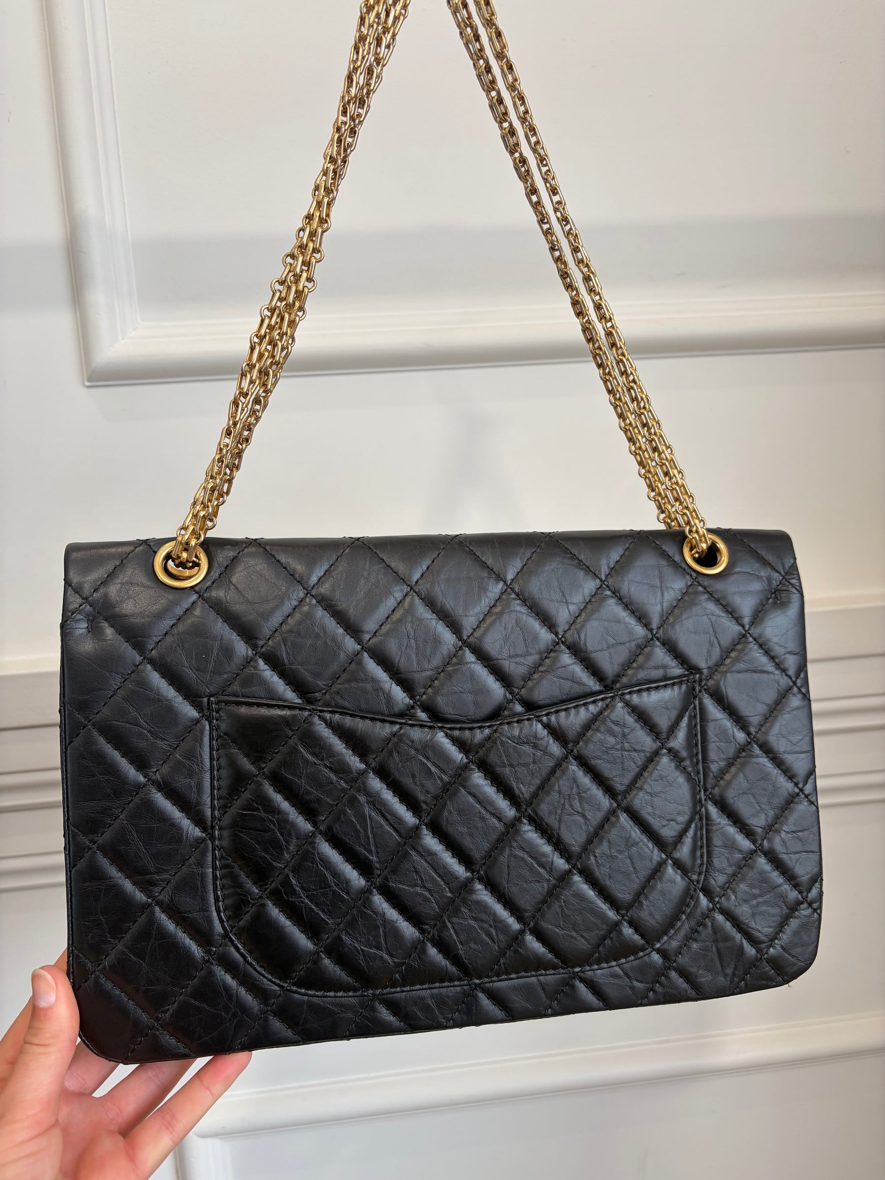 Chanel Black Crinkled Lambskin Reissue 2.55 Jumbo Flap Bag