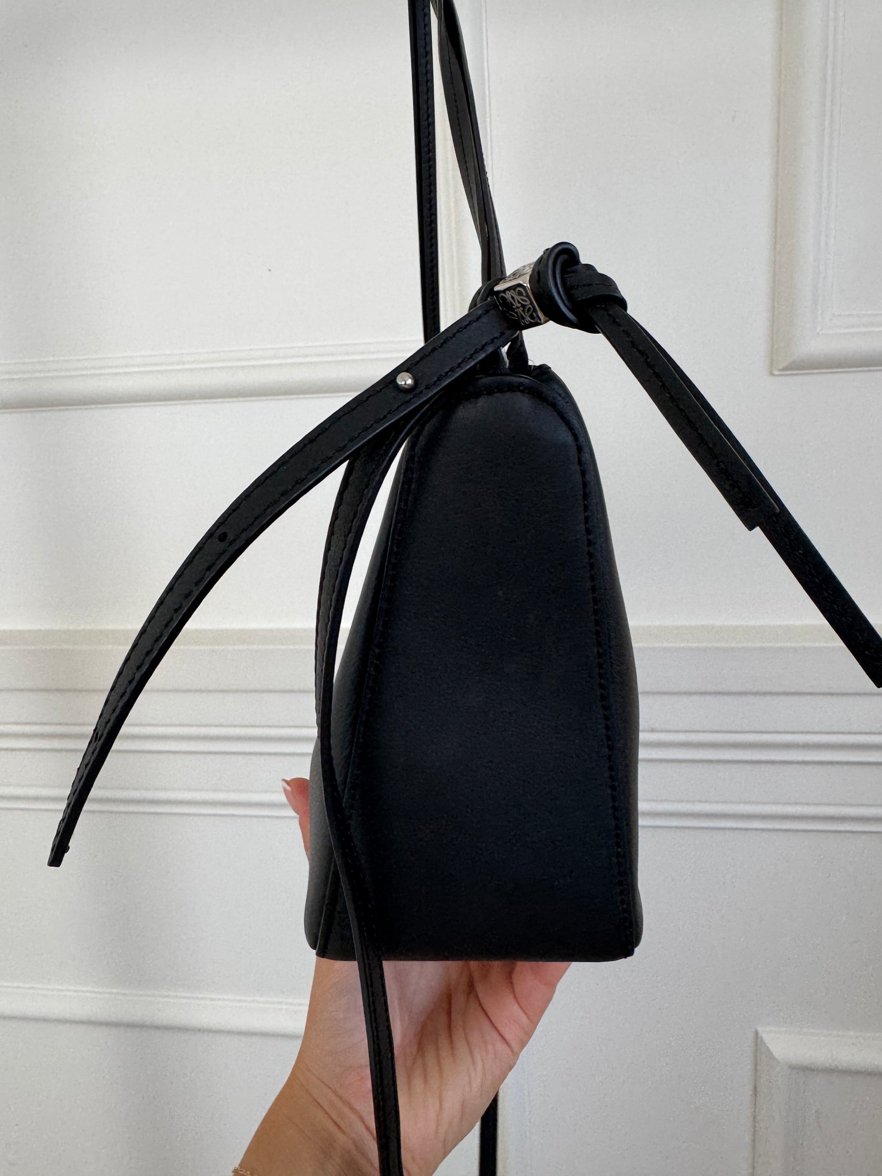 Loewe Black Leather Mini Hammock Hobo Bag