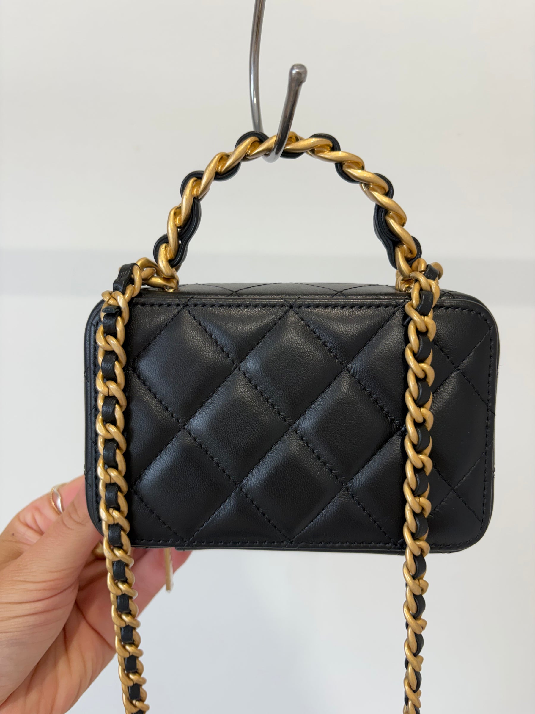 Chanel Black Lambskin Mini Top Handle Vanity Case