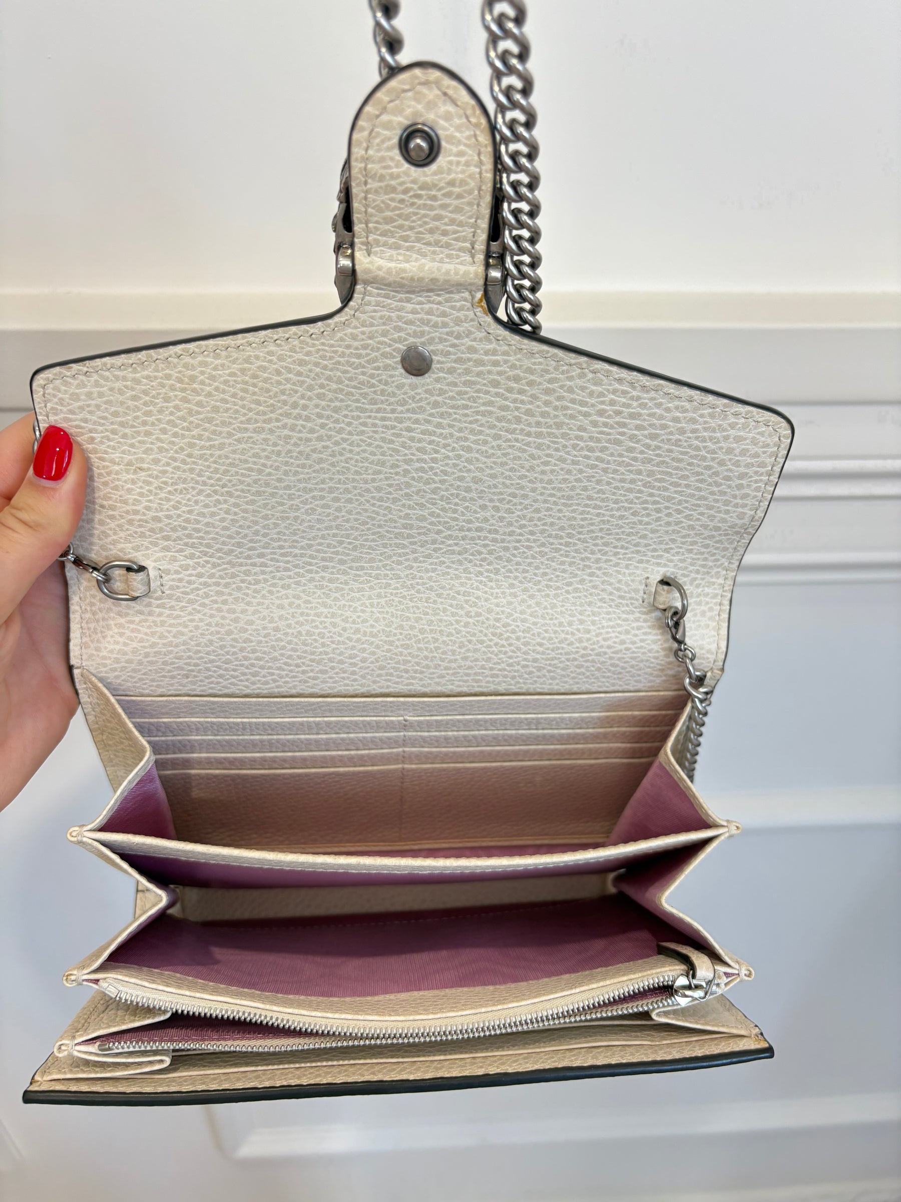 Gucci Cream Grained Leather Dionysus Bag