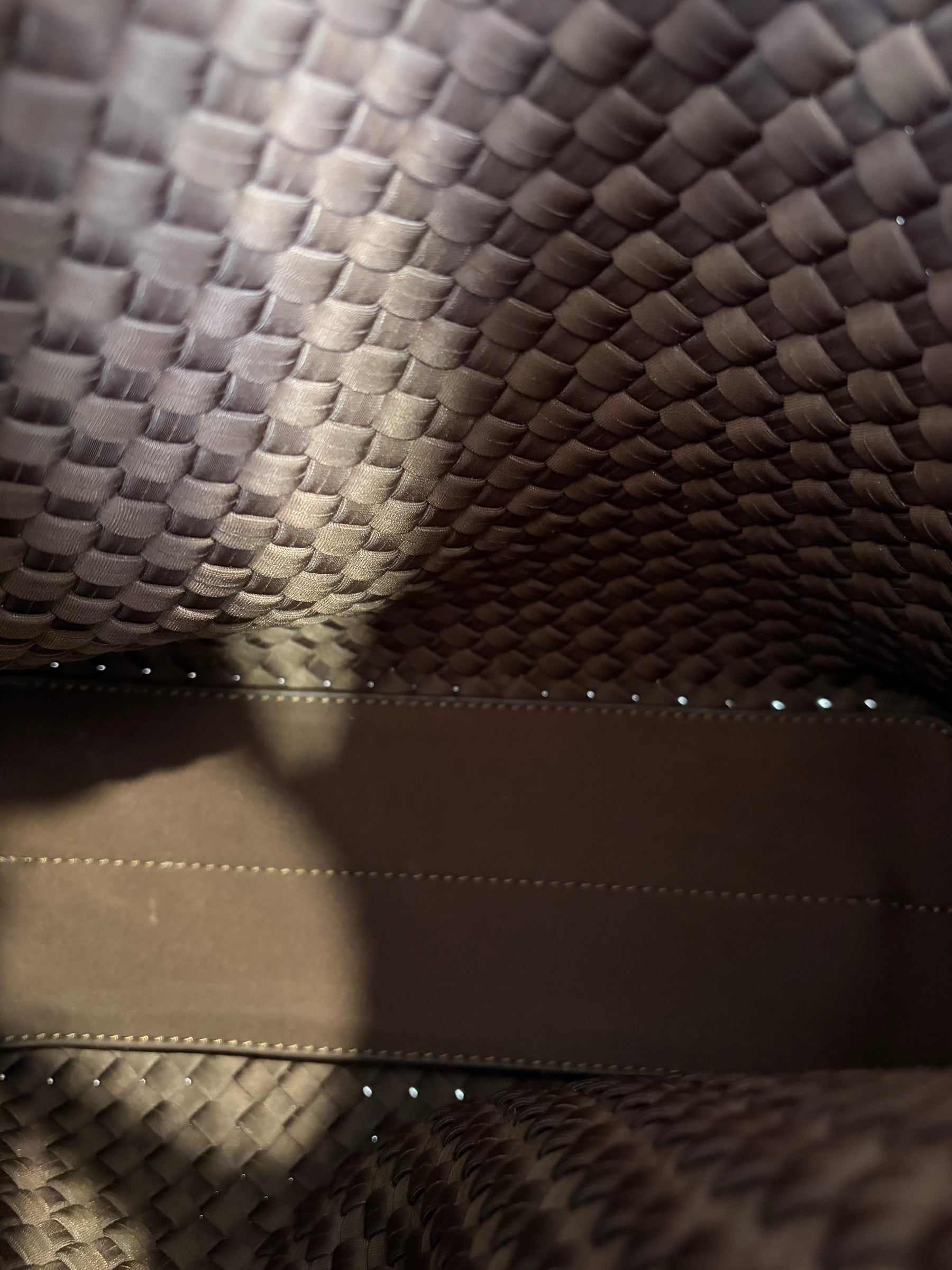 Naghedi Brown Woven Neoprene Shoulder Bag