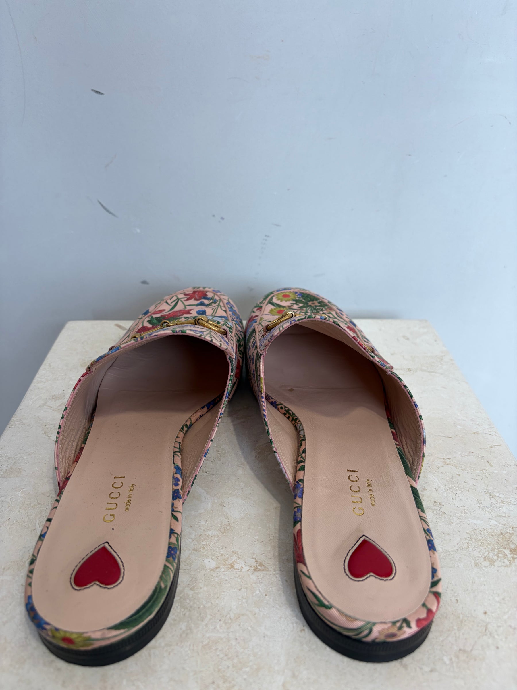 Gucci Pink Floral Princeton Mule, 40.5