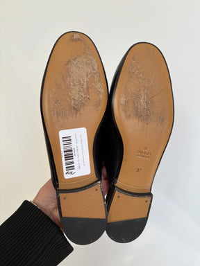 Gucci Black Leather Princeton Mules, 37