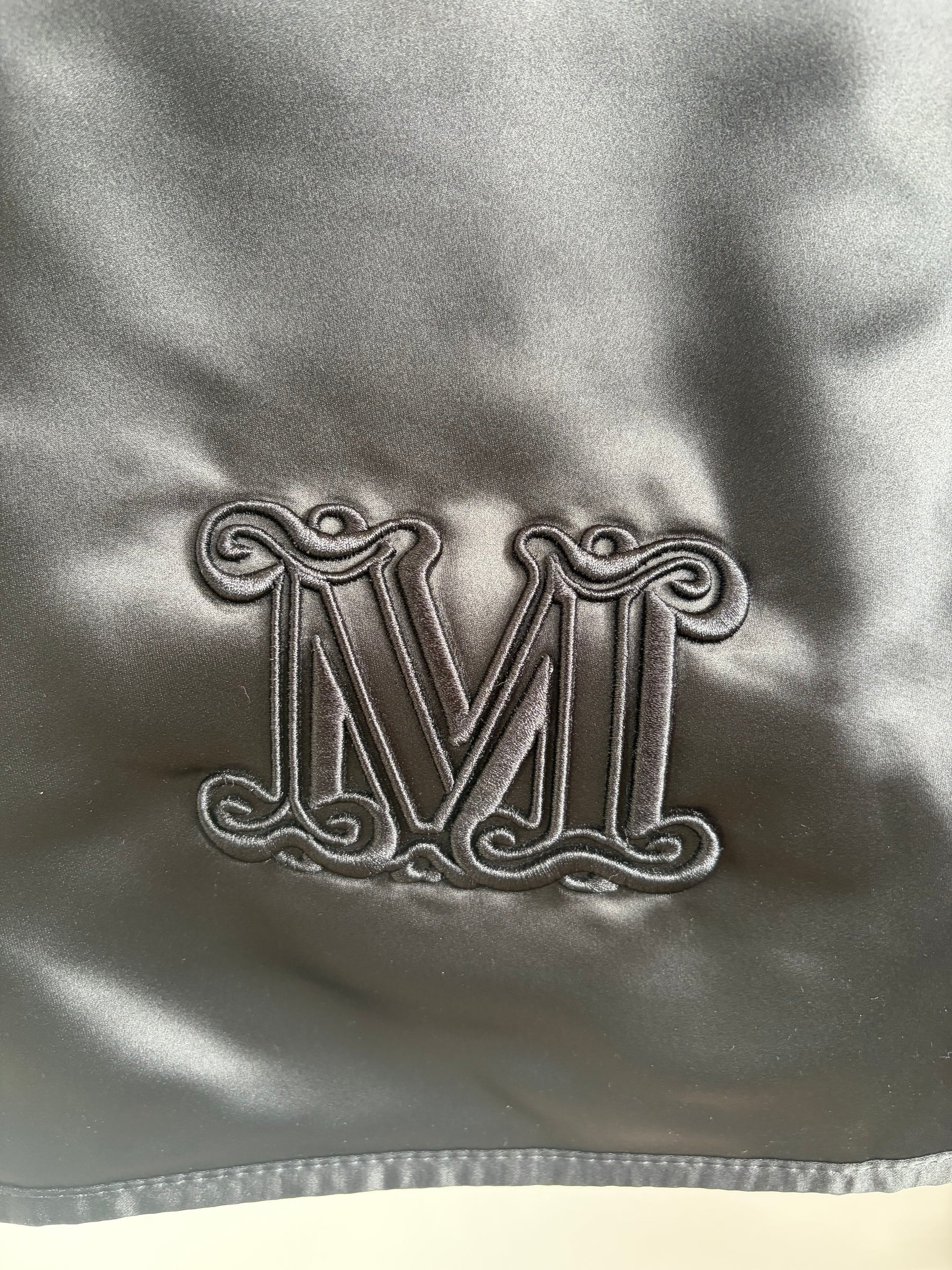 Max Mara Black Satin Logo Tote