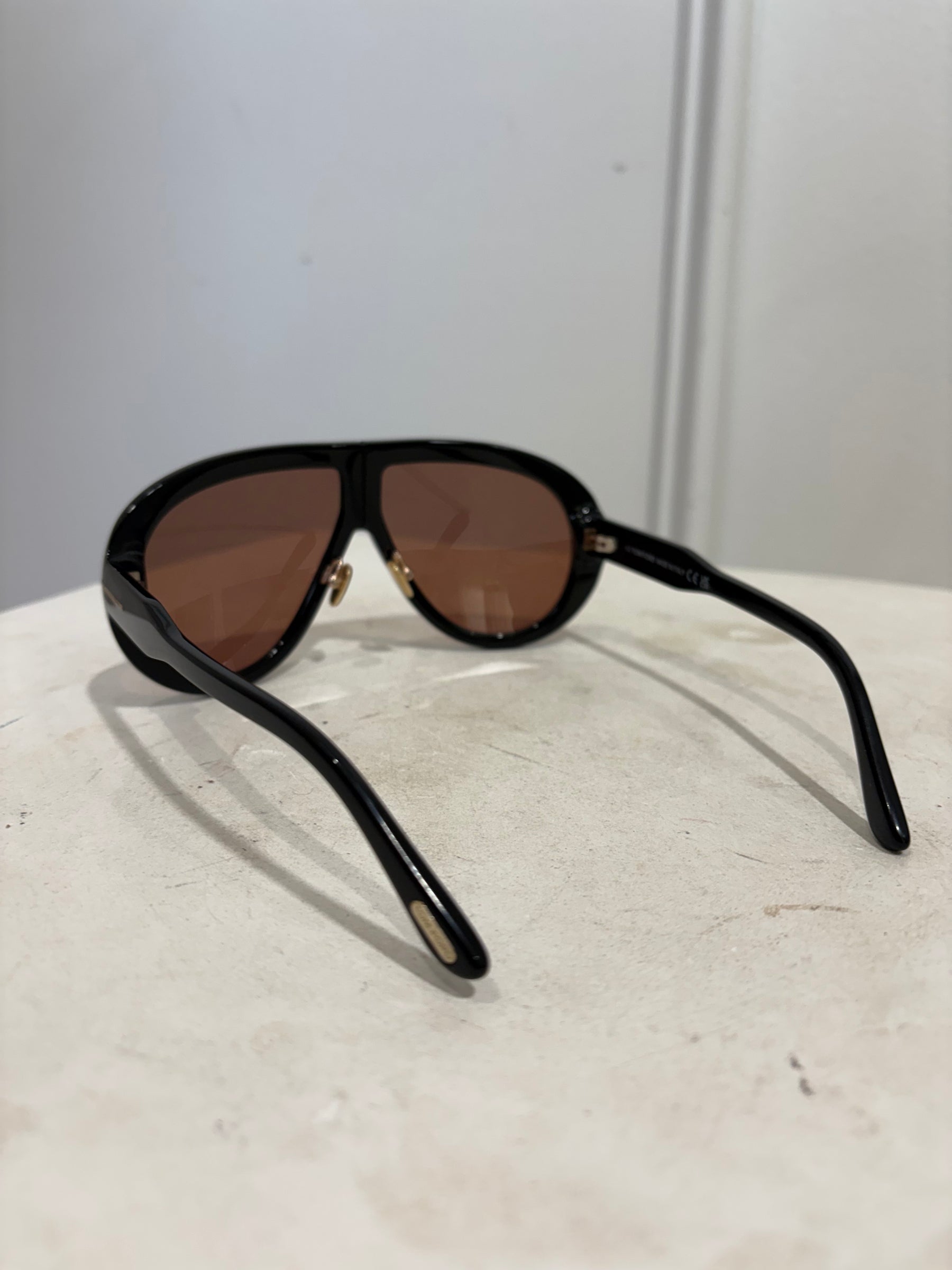 Tom Ford Black with Brown Lens Oversized Troy Sunglasses