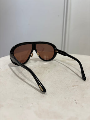 Tom Ford Black with Brown Lens Oversized Troy Sunglasses