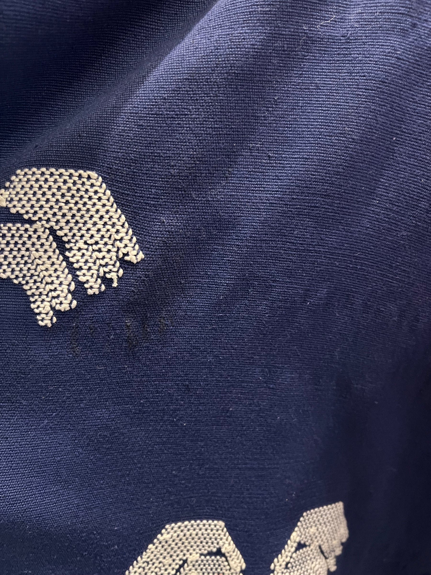 Pippa Holt Navy Kaftan With White Palm Tree Embroidery, OS