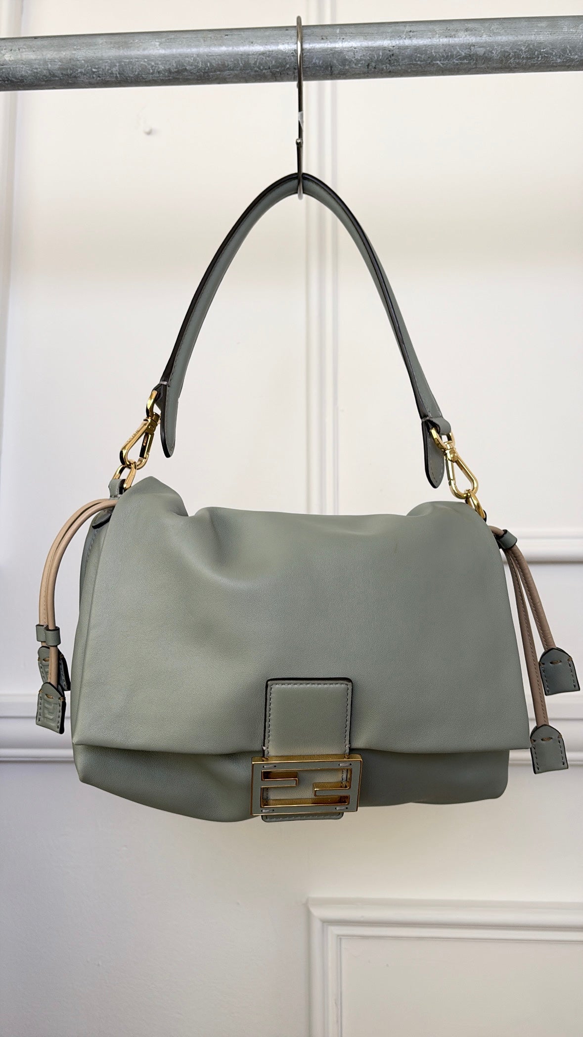 Fendi Mamma Baguette In Matcha Latte