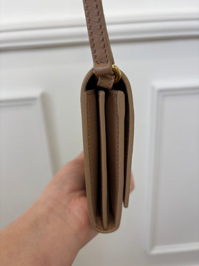 Burberry Khaki and White Monogram Logo Crossbody Wallet