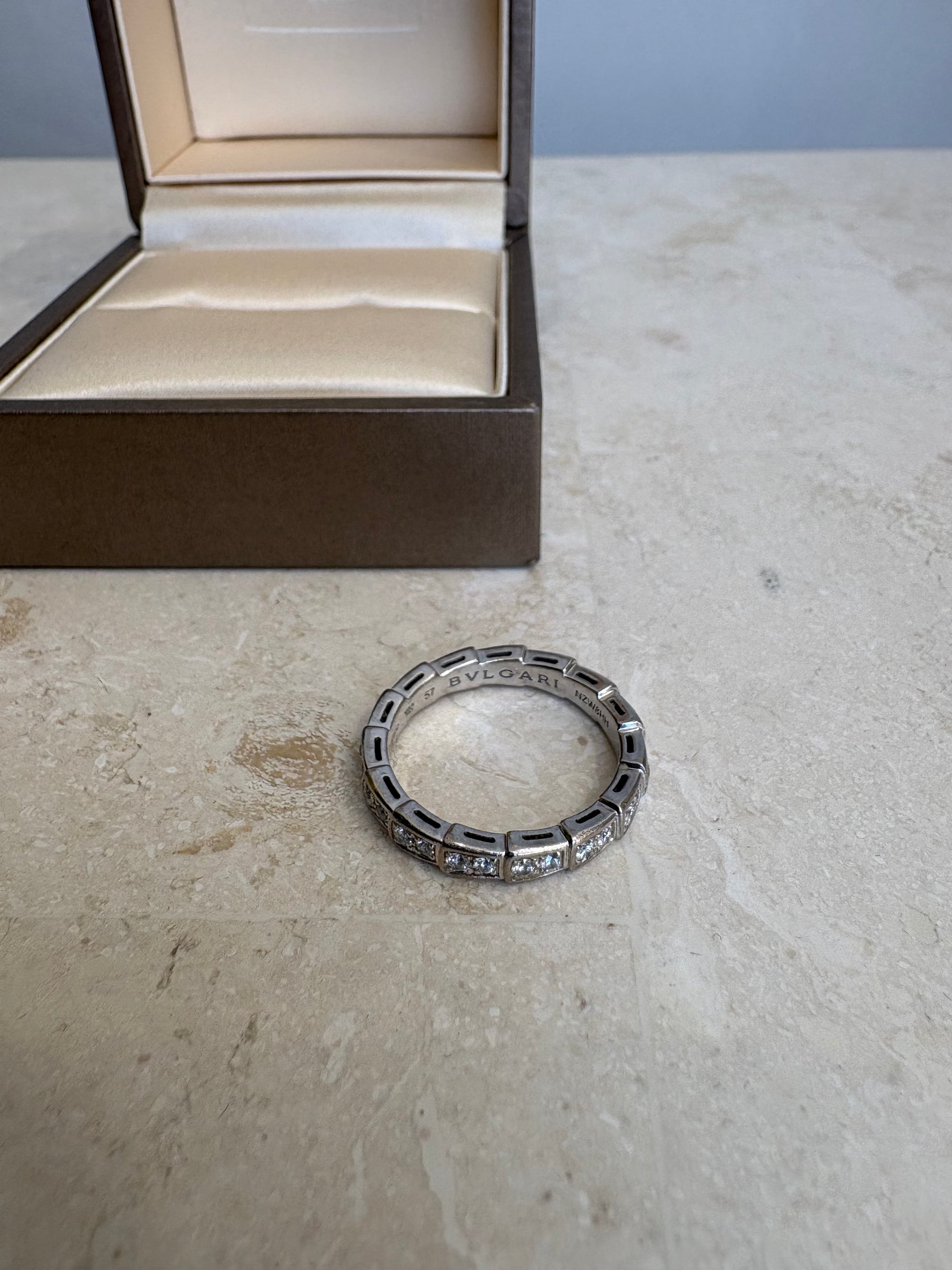Bvlgari White Gold and Diamond Serpenti Viper Ring, 57