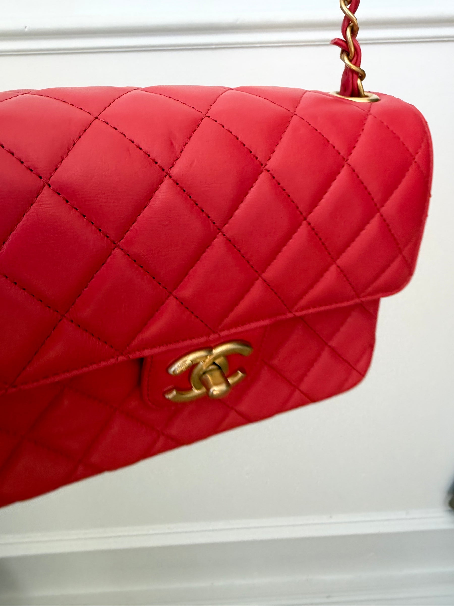 Chanel Coral Lambskin Leather Casino Chips Mini Flap