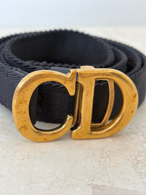 Dior Black Logo Canvas Strap Belt