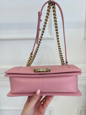 Chanel Pink Lambskin Leather Medium Boy Bag