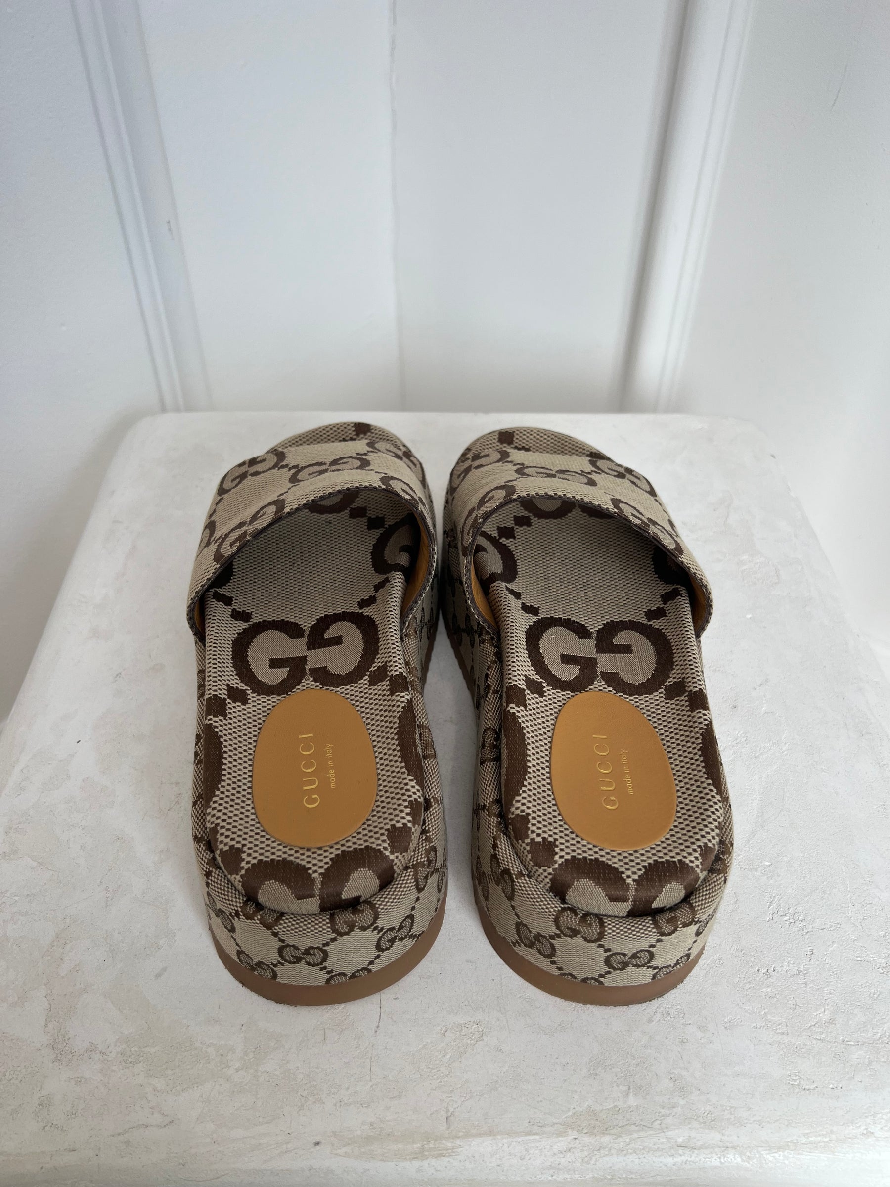 Gucci Monogram Platfrom Slides, 37