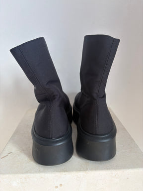 The Row Zipped Navy Canvas Ankle Boot, 38.5