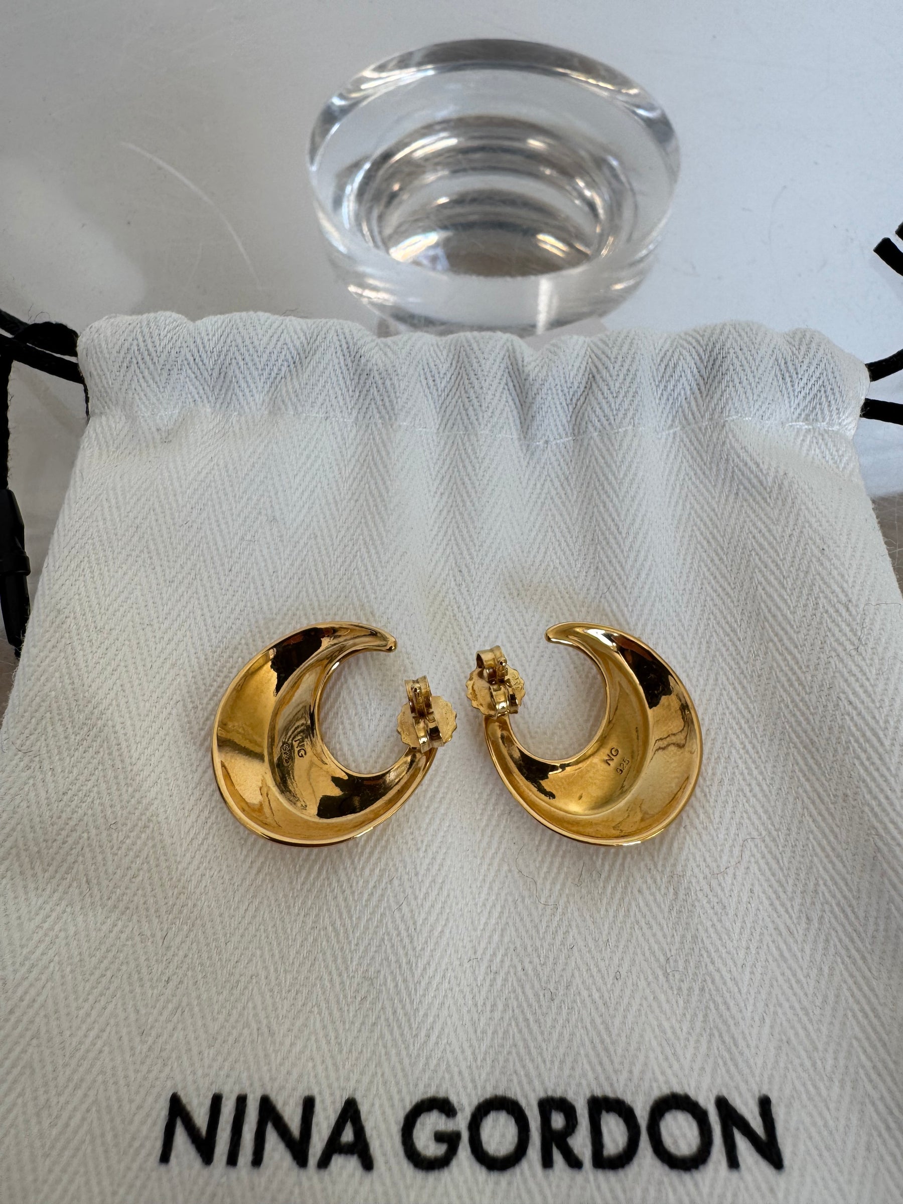 Nina Gordan Gold Plated Sterling Silver Moon Stud Earrings