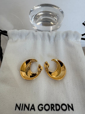 Nina Gordan Gold Plated Sterling Silver Moon Stud Earrings