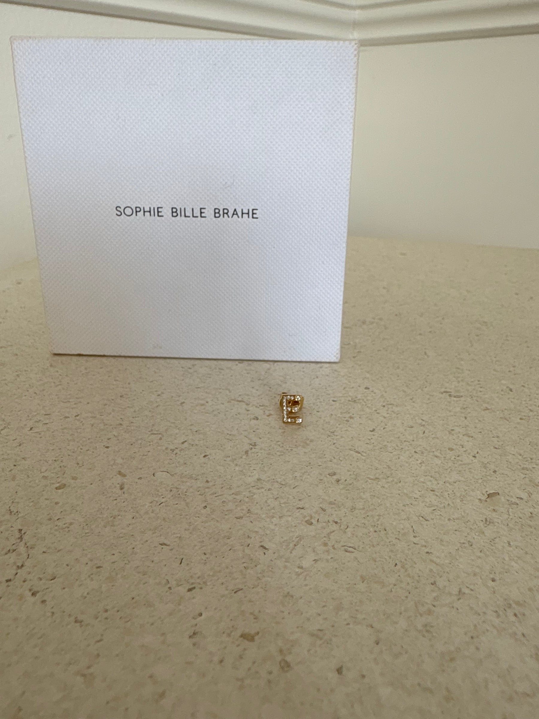Sophie Bille Brahe Gold and Diamond 'E' Single Stud