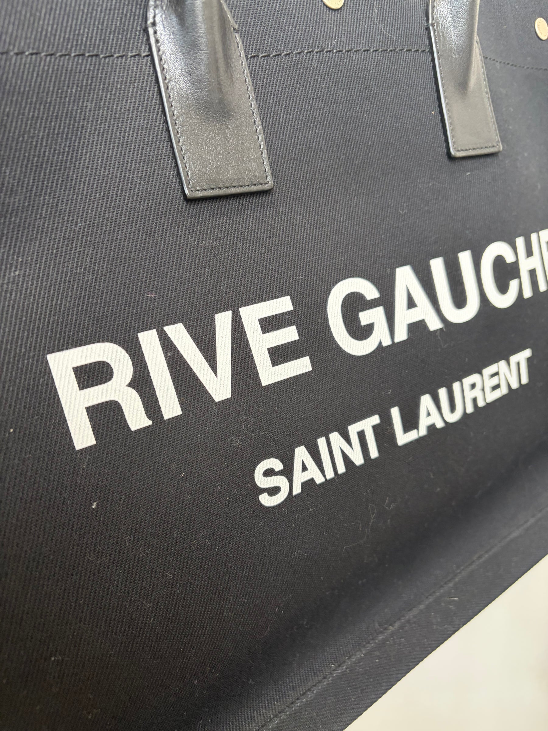Saint Laurent Black Canvas Rive Gauche Tote