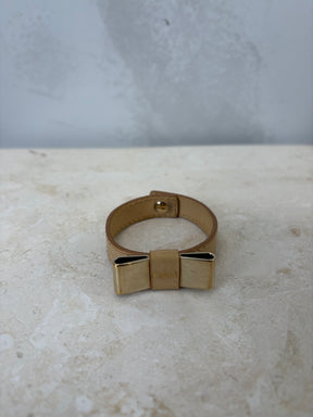 Chloé Beige Leather Bow Bracelet, Small