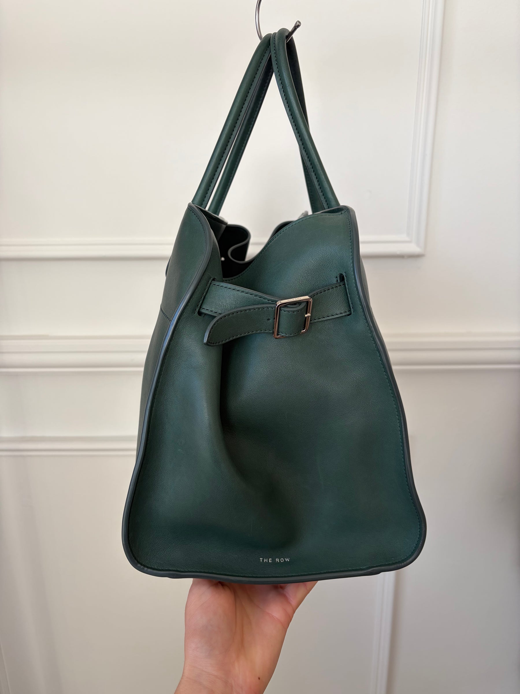 The Row Soft Margaux 15 in Emerald Green Leather